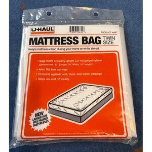 U-Haul Mattress Bag Twin Size Heavy-Grade 2.0 Mil Polyethylene 87" x 39" x 10" P